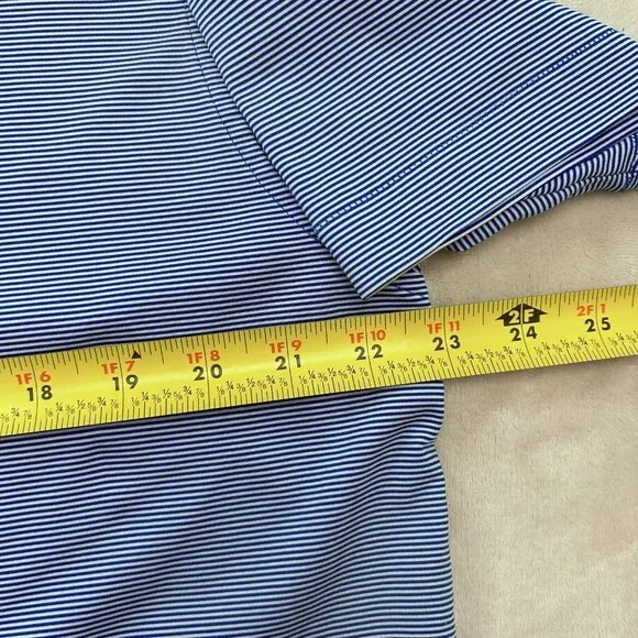 Peter Millar Summer Comfort Mens Medium Striped Polo Blue White Breathable - Picture 11 of 11